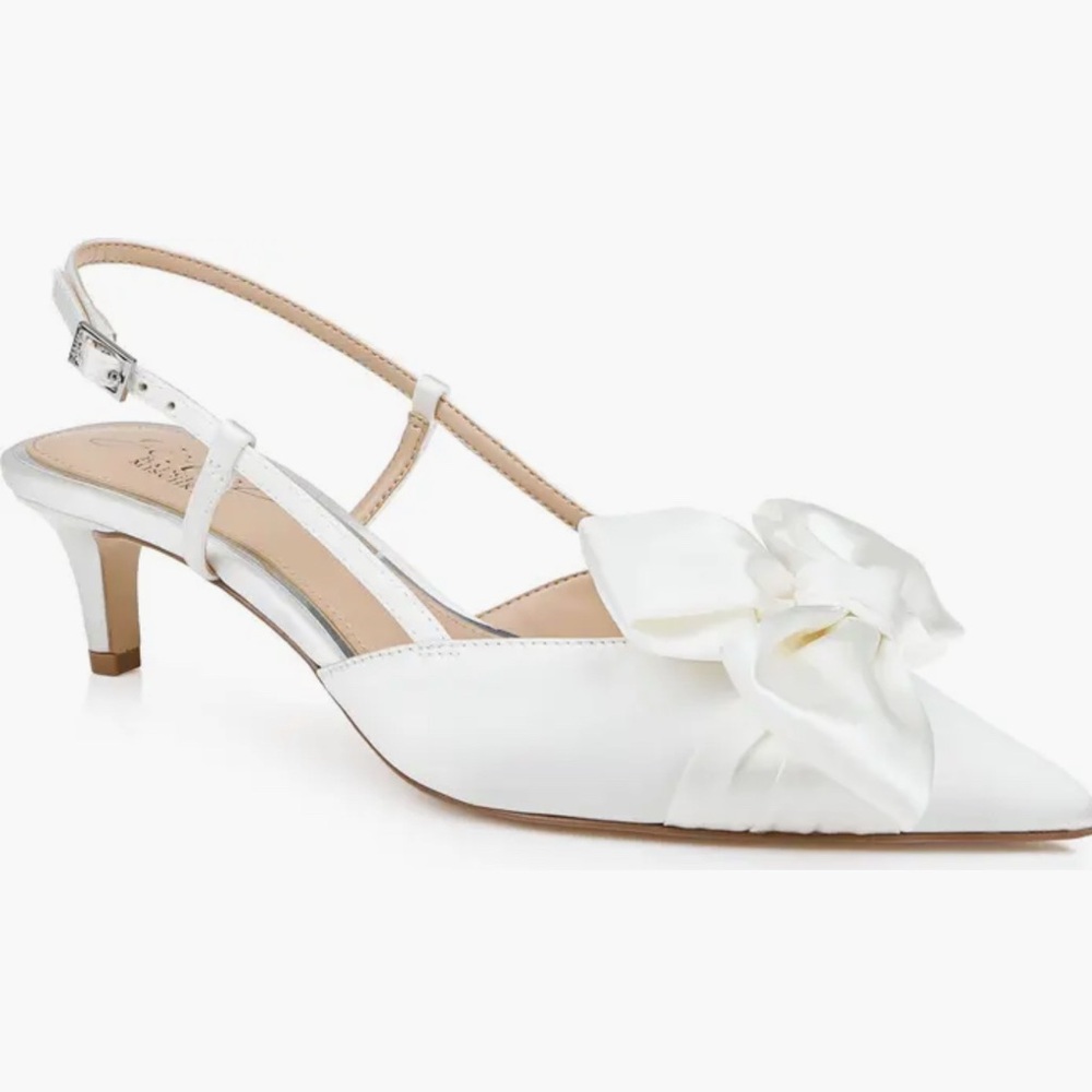 Jewel Badgley Mischka Shoshana Slingback Ivory Closed Toe Heels